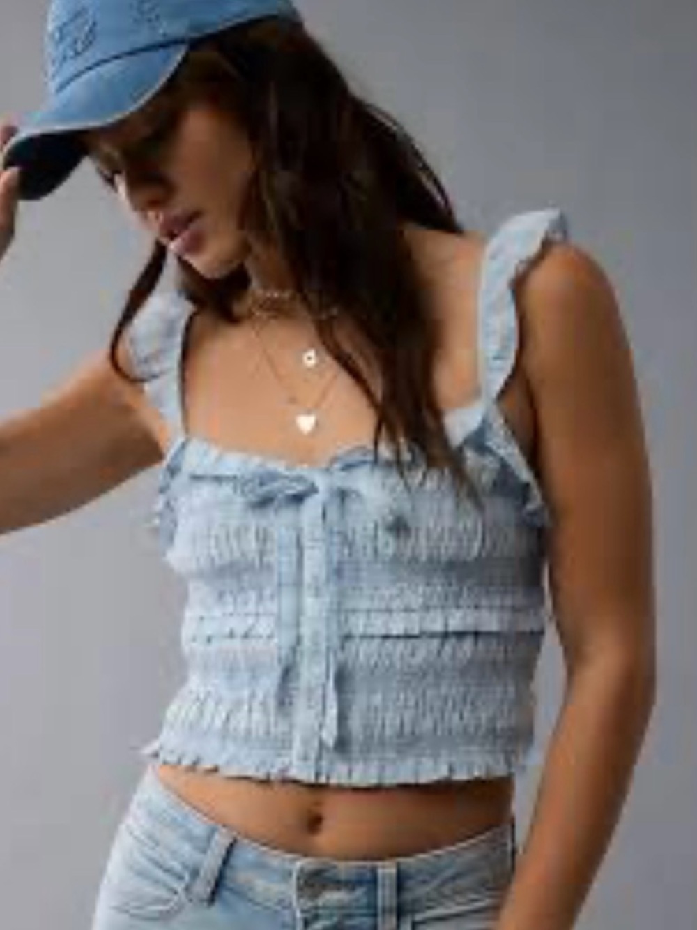 American Eagle smocked cropped top X-small NWT
